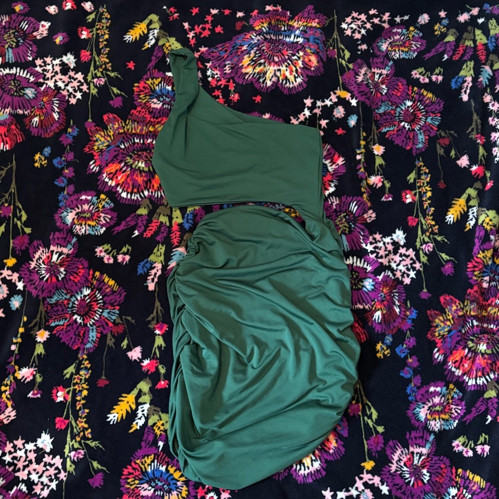 Forrest Green One Shoulder Dress